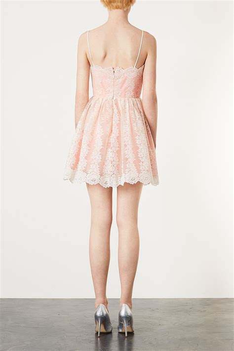 Lyst Topshop Strappy Lace Prom Dress In Pink