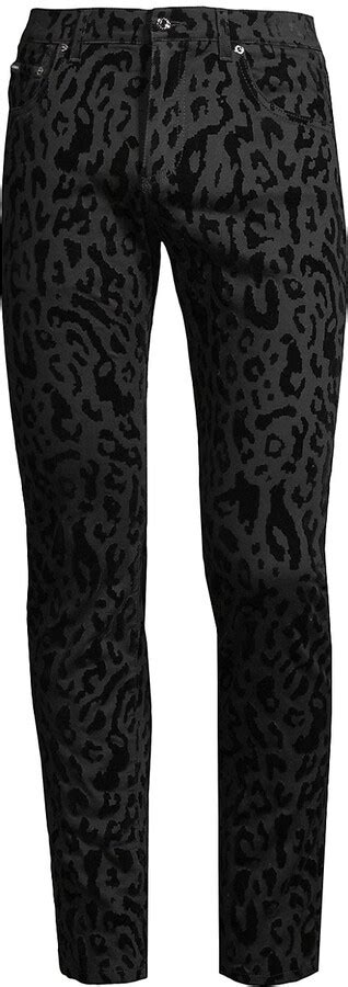 dolce and gabbana leopard print flocked skinny jeans shopstyle