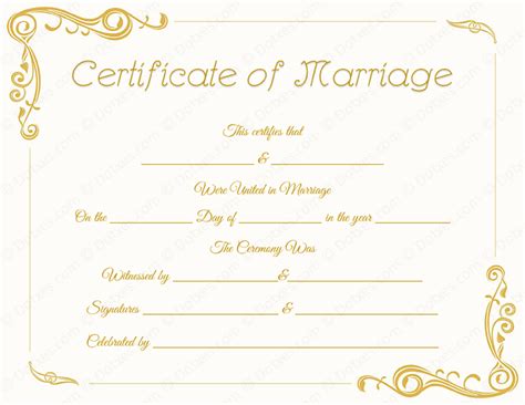 Next write in the marriage information and frame the certificate or place it in your memory book! Standard Marriage Certificate Template - Dotxes