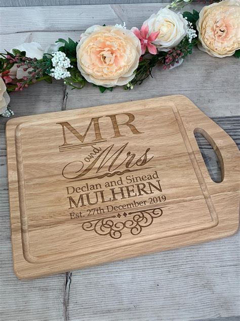 Personalised Wooden Mr Mrs Chopping Board Wedding Gift Etsy