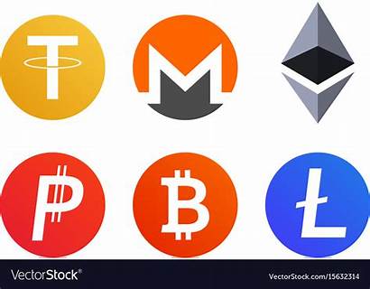 Cryptocurrency Symbols Icons Coins Vector