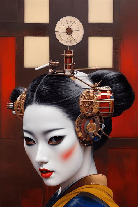 Steampunk Geisha Samurai Star Wars Mondrian De Karol Bak · Creative Fabrica