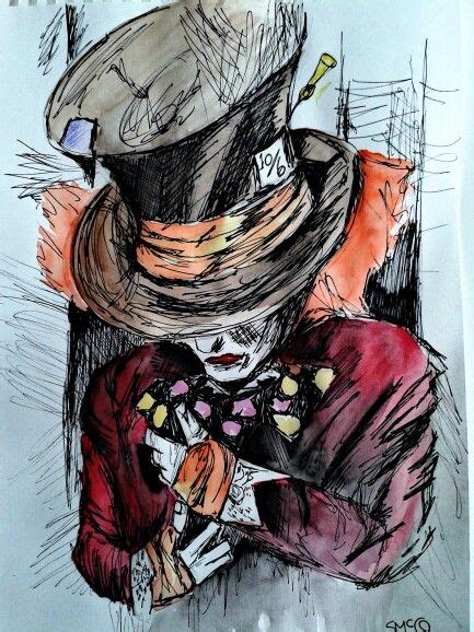 Mad Hatter Pen And Watercolour Sketch To Celebrate The 150th