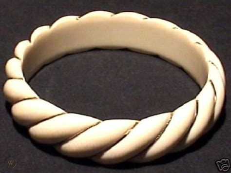 Solid Genuine Ivory And 14k Gold Carved Bangle Bracelet 31792833
