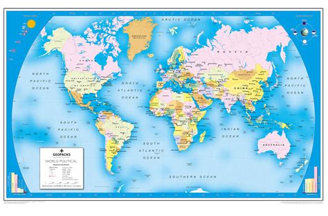 World Wall Map For Schools Reversible