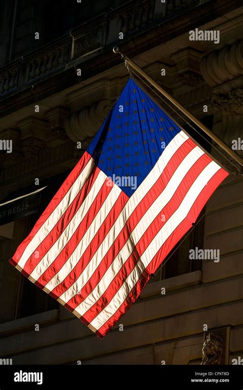 United States New York City Manhattan Midtown American Flag At