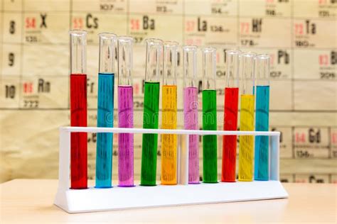 Chemistry Test Tubes With Different Colored Liquids Stock Photo Image