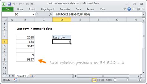 Excel Formula Last Row In Numeric Data Exceljet