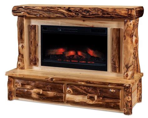 Some log home décor ideas are adirondack lake cabin, southwestern style, western lodge or appalachian style. Amish Rustic Log Fireplace With Mantel and 2 Drawers ...
