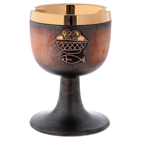 Brown And Gold Ceramic Communion Chalice With Cup Online Sales On