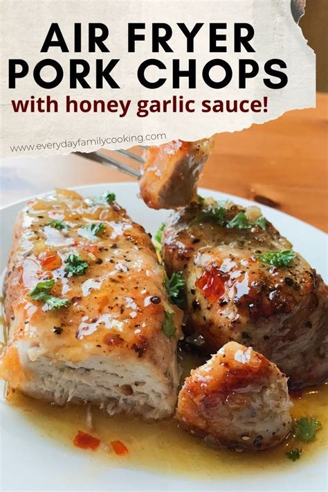 Flipping halfway through cook great flavor! Honey Garlic Air Fryer Pork Chops | Recipe in 2020