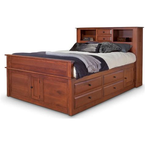 Queen Size Captains Bed With Bookcase Headboard Hanaposy