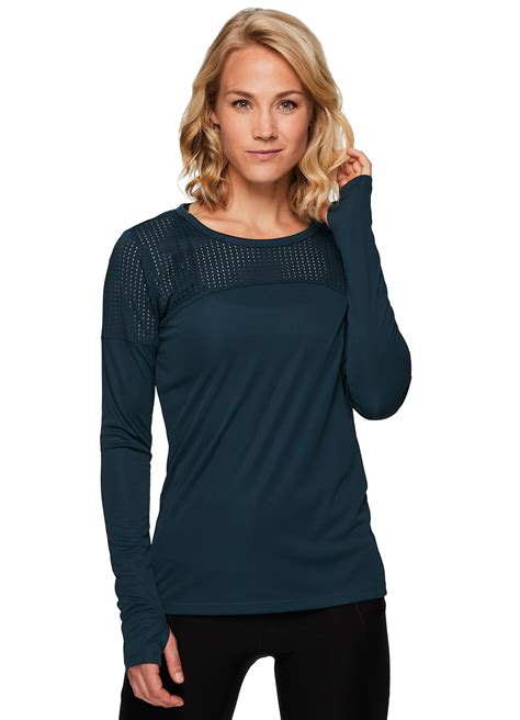 Rbx Active Womens Long Sleeve Ventilated Mesh Lightweight Running