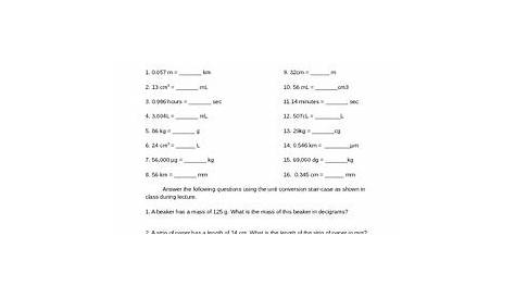 Metric Conversion Worksheet With Answers Chemistry - Promotiontablecovers