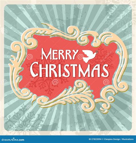 Vintage Merry Christmas Sign Postcard Stock Vector Illustration Of
