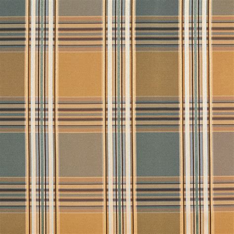 Gold Green And Teal Shiny Striped Plaid Faux Silk Upholstery Fabric By