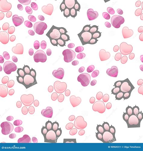 Cat And Dog Paw Print With Claws Cartoon Vector