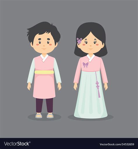 Character South Korea Wearing Traditional Dress Vector Image