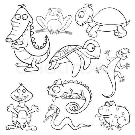 coloring book with reptiles and hibians stock vector colourbox | Simple