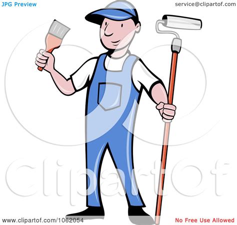 Clipart Painter Worker Man Royalty Free Vector Illustration By