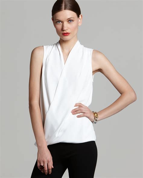 Lyst Vince Camuto Sleeveless Wrap Top In White