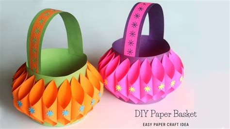 How To Make Paper Basket Easy Paper Crafts Easter Basket Ideas