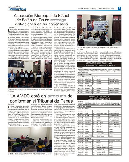 F TBOL DE SAL N DE LA ADMINISTRACI N P BLICA Periódico La Patria Oruro Bolivia