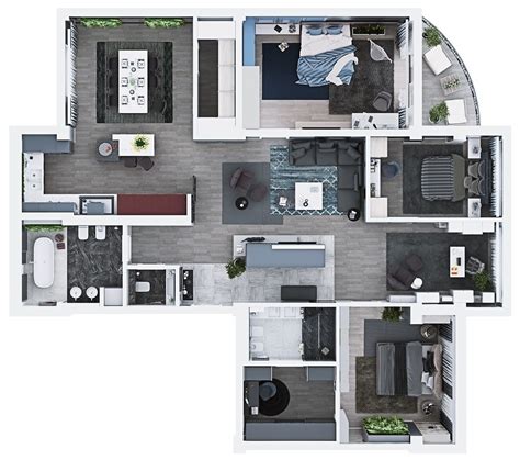 Luxury 3 Bedroom Apartment Design Under 2000 Square Feet Includes 3d
