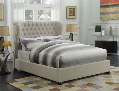Newburgh Beige Queen Upholstered Platform Bed from Coaster | Coleman