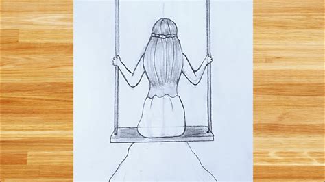 Como Dibujar Una Chica Sentada En Un Columpio Dibujo Fácil Dibujo