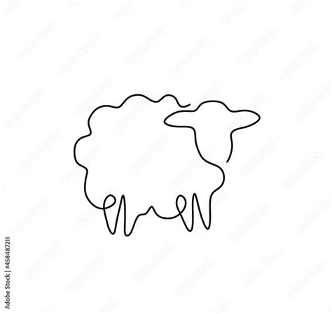 Vector Isolated Small Simple Sheep One Line Single Line Drawing Ram