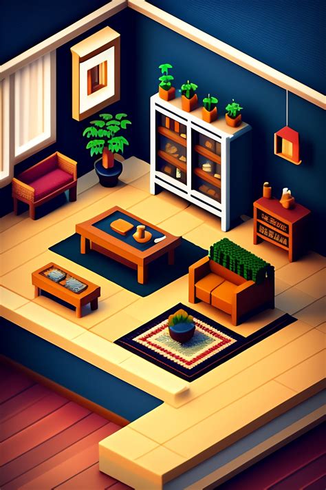 Lexica Detailed Isometric Living Room 8 Bits