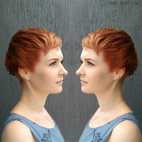 redhead short copper pixie cut hair color ideas hairstyles weekly
