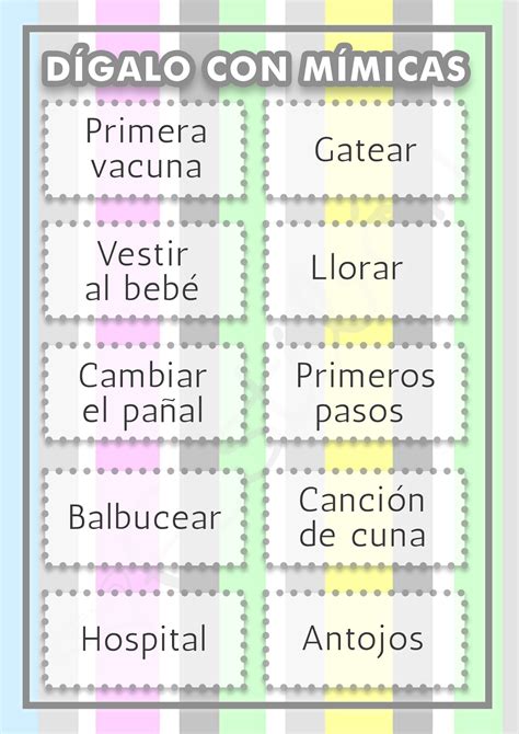 Palabras Digalo Con Mimica Baby Shower Kit Juegos Baby Shower Pdf