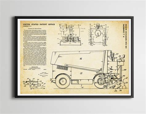 1970 Zamboni Patent Art Poster Up To Full Size 24 X Etsy