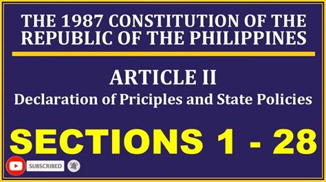 Article 2 Sections 1 To 28 Principles State Policies Philippine