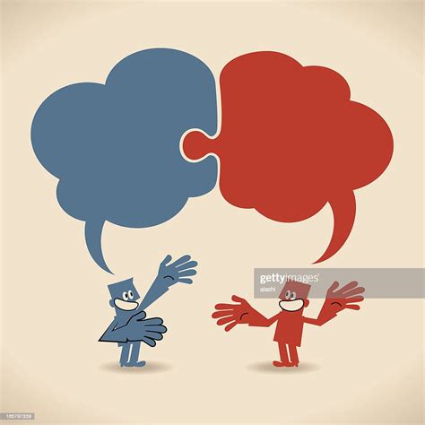 Connected Jigsaw Puzzle Speech Bubbles Above Talking Smiling Business People High Res Vector