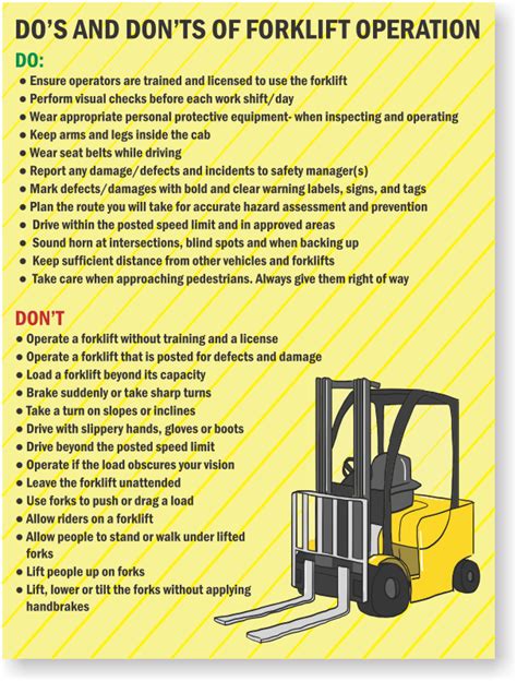 Dos And Donts Of Forklift Operation Safety Poster Signs Sku Sp 0012