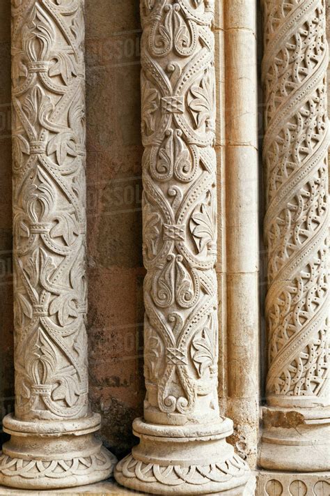Detail Of Intricately Carved Stone Pillars Stock Photo Dissolve