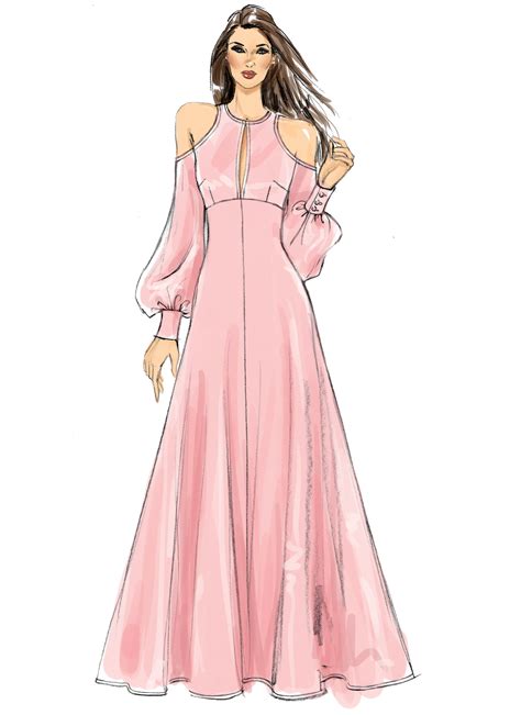 V9296 Sewdirect Dress Design Drawing Fashion Illustration Dresses