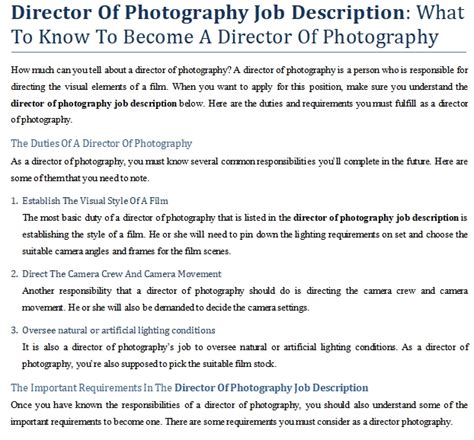 Director of photography job description. Director Of Photography Job Description: What To Know To ...