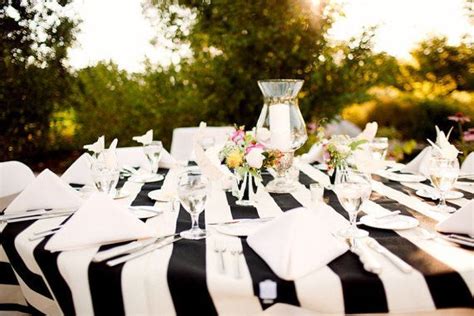 Black And White Striped Tablecloth Day Freeship Kate Etsy Striped Wedding White Stripes