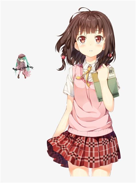 Anime Girl With Brown Hair Png Drawing Anime Girl Student Png Image