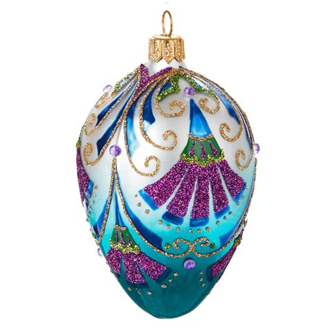 Elegant Blue Egg Blown Glass Ornament Glass Ornaments Ornaments Christmas Tree Ornaments