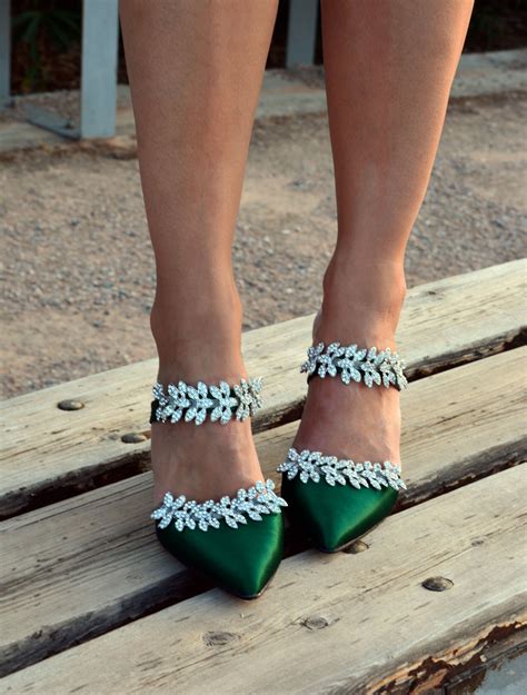 Emerald Green Wedding Shoes Block Heel Wedding Shoes Silver Etsy