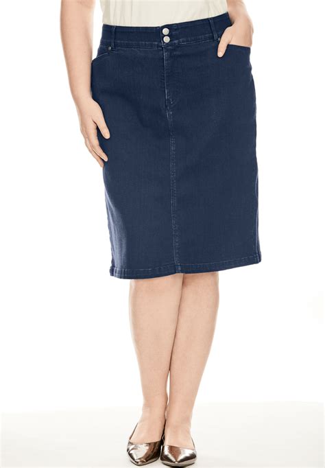 jessica london women s plus size tummy control denim skirt