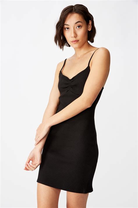 Ruched Front Strappy Dress Black Factorie Casual