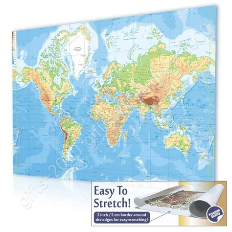 Physical Modern Maps 1 By World Map Canvas Rolled Wall Art