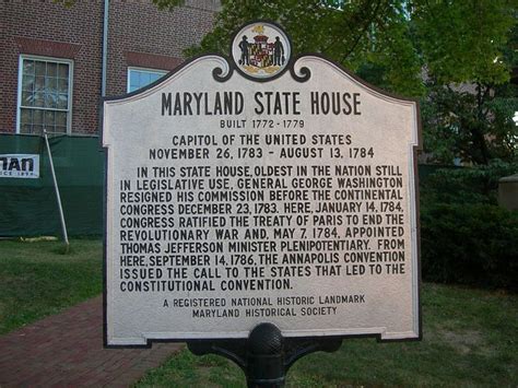 Maryland State Capitol Historic Marker With Images Maryland Ocean