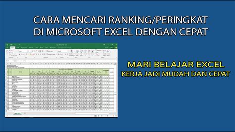Cara Membuat Ranking Di Microsoft Excel Dengan Mudah Dan Cepat Youtube